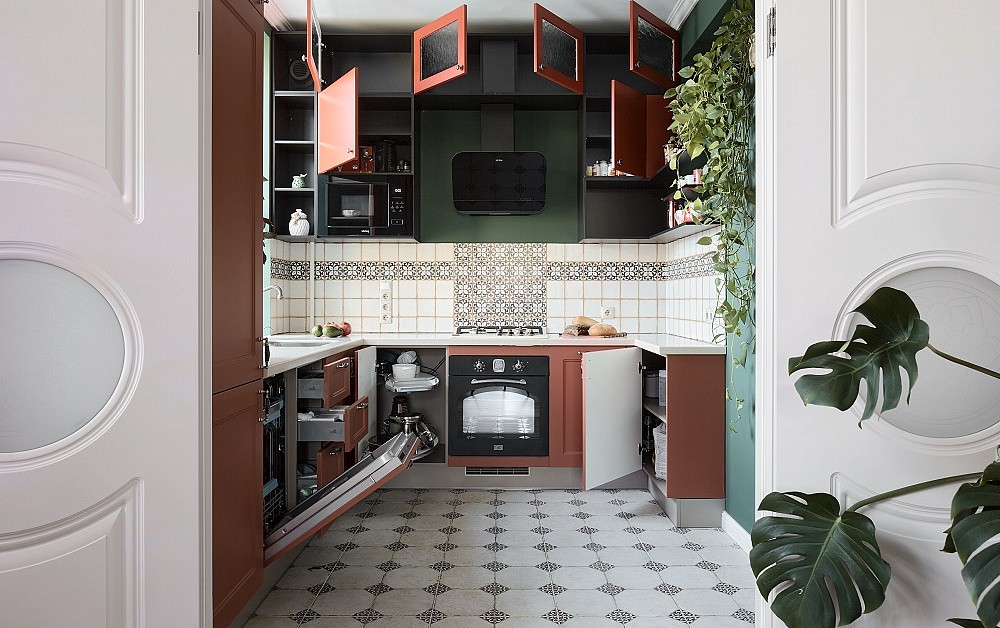 Необычная мандариновая кухня в сталинке